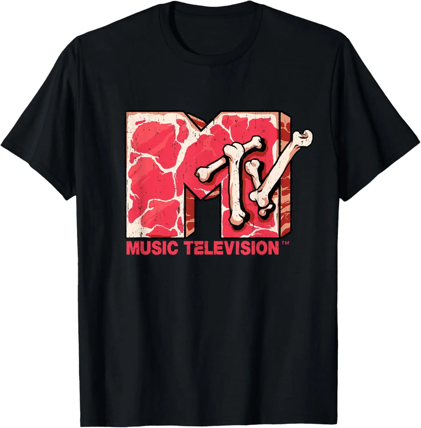 Mademark x MTV - MTV Logo Flesh and Bones Meat Beef Steak Raw Meat MTV T-Shirt