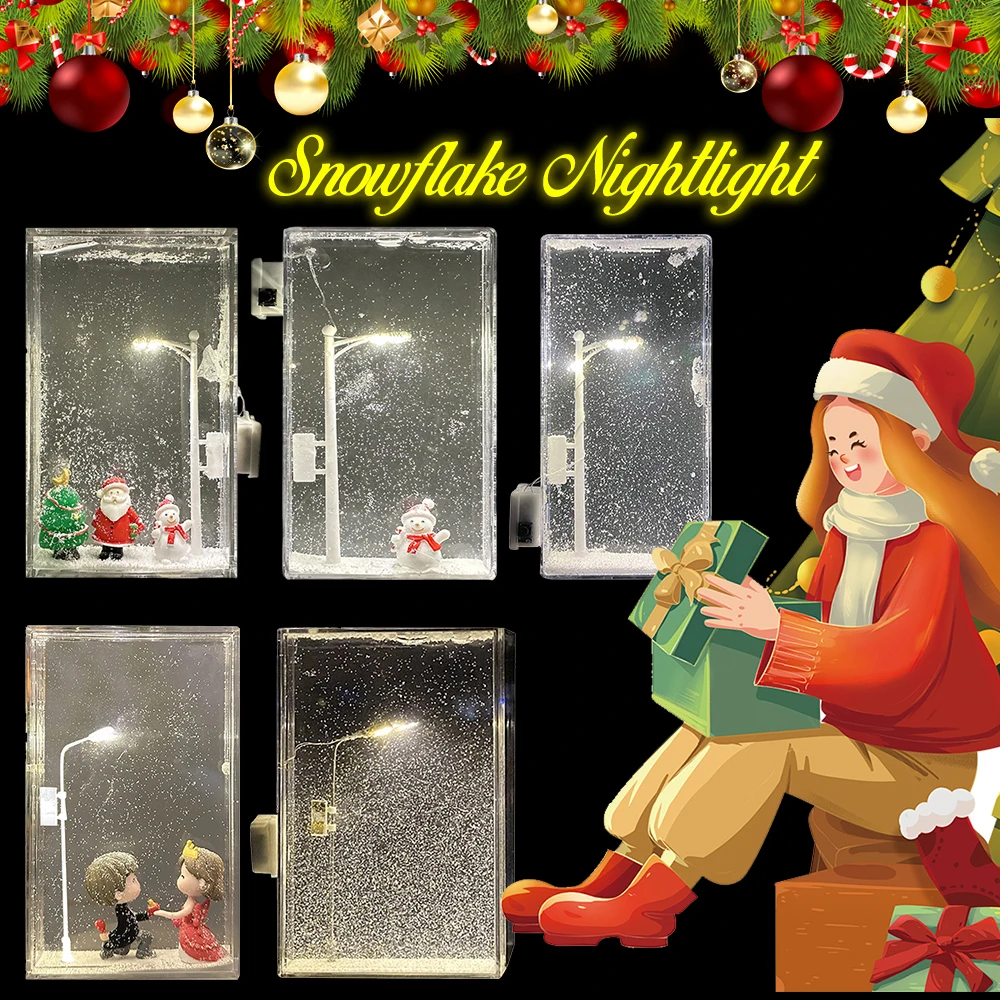 Snowy Lamp Snow Scenery Night Light Realistic Handmade Christmas Light Decorative DIY Snowflake Lamp Xmas Party Favors