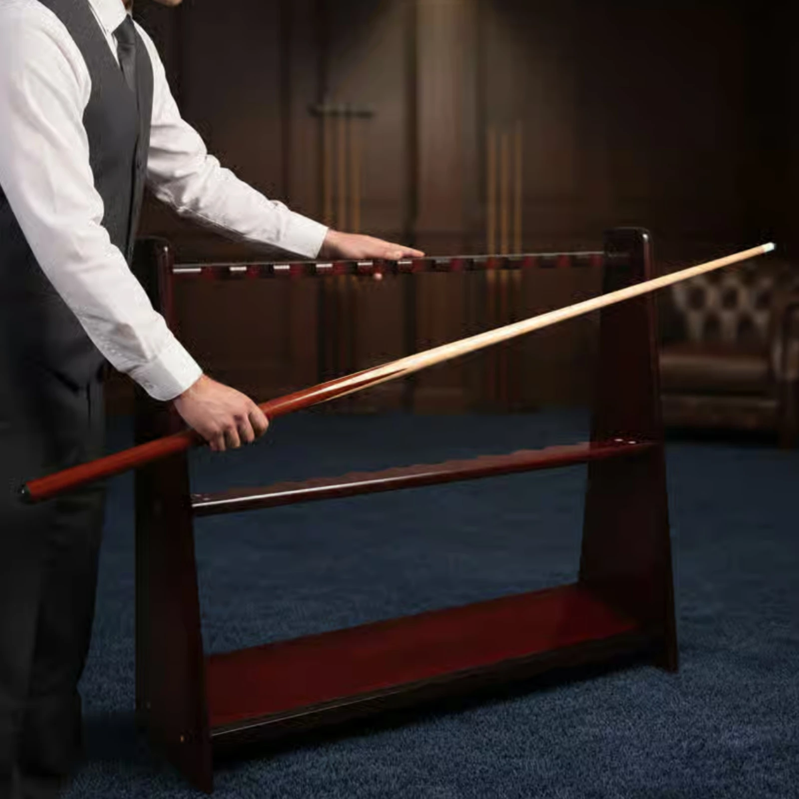 support-de-rangement-pour-queues-de-billard-sur-pied-avec-etagere-inferieure-en-bois-massif-coins-arrondis-pour-salle-de-jeux