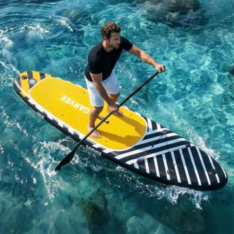 

Inflatable Stand Up Paddle Board for lakes and calm waters PVC drop-stitch material blue-gray color 400LBS capacity with non-sl