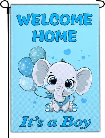 Welcome Home Baby Boy Garden Flag Its a Boy Garden Flags for Outside 12x18 Double Side Elephant Baby Shower Garden Flag Outd HHM