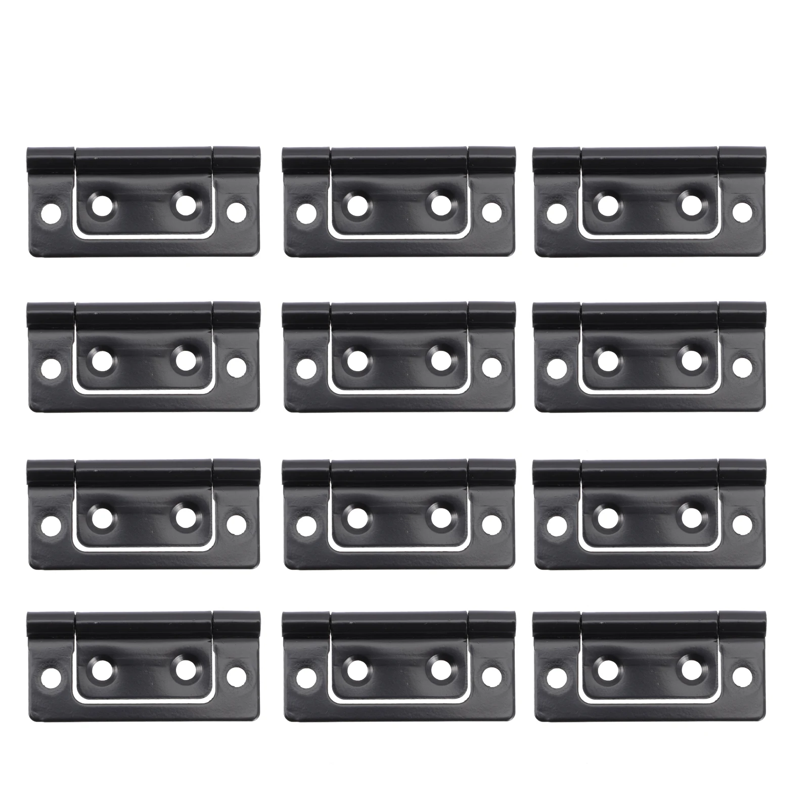 

12pcs Thickened Iron Hinges Smooth Black Matte Small for Doors Cabinets Heavy Duty Durable Professional Bronze Hardware