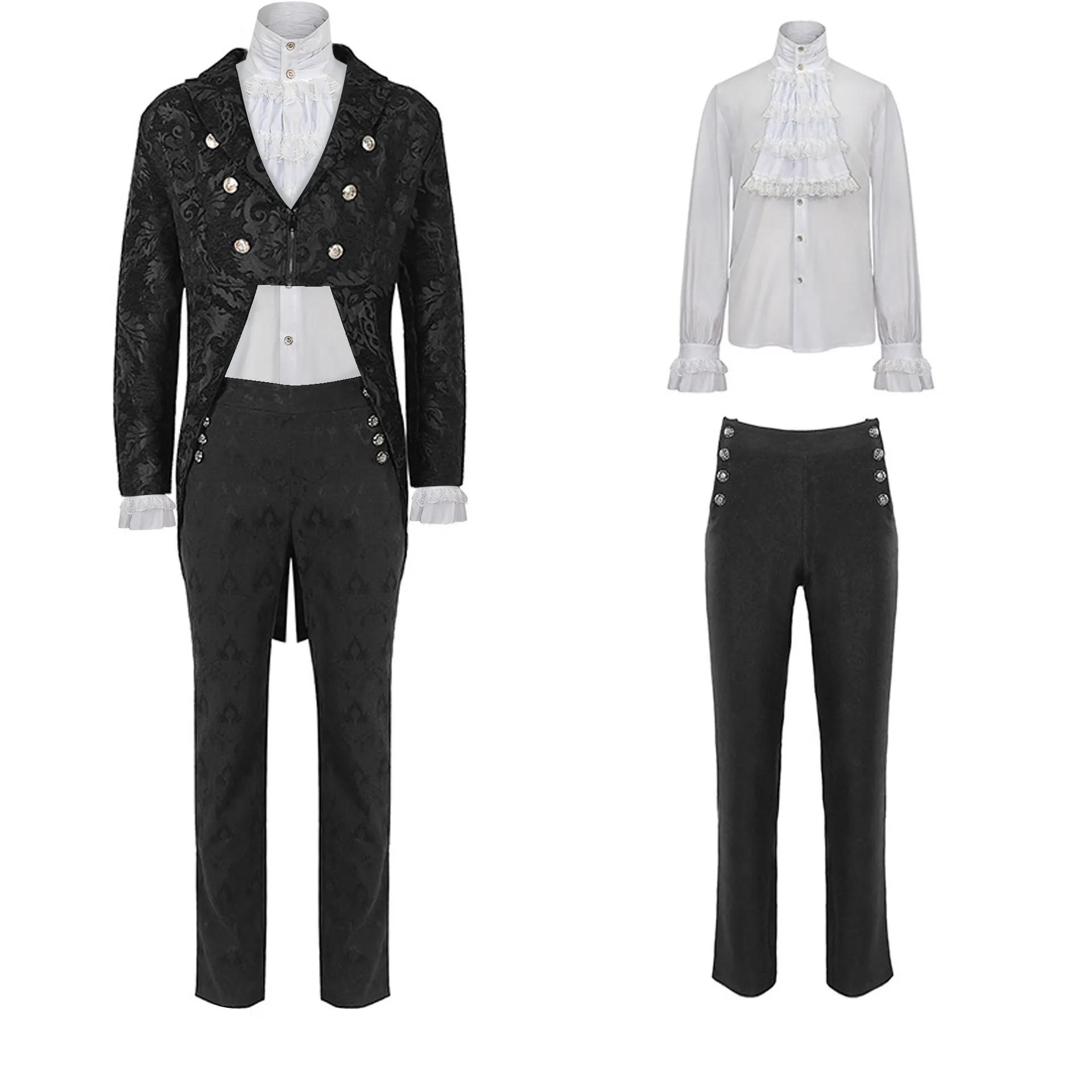 

Medieval Irregular Hem Steampunk Victorian Tailcoat Jacket Shirt Gothic Jacquard Tailcoat Halloween Perform Costumes For Men New