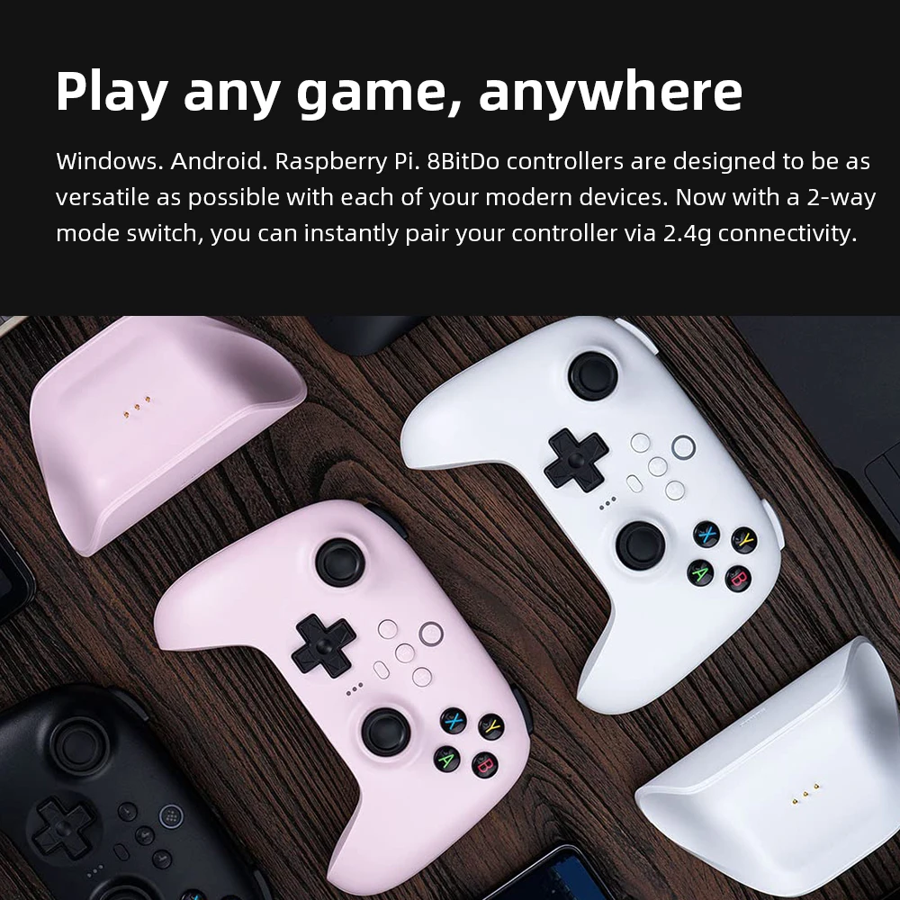 8BitDo New Ultimate 2.4G Wireless، تحديث عصا التحكم بتأثير القاعة، وحدة تحكم الألعاب للكمبيوتر الشخصي، Windows Steam Deck، Android iPhone