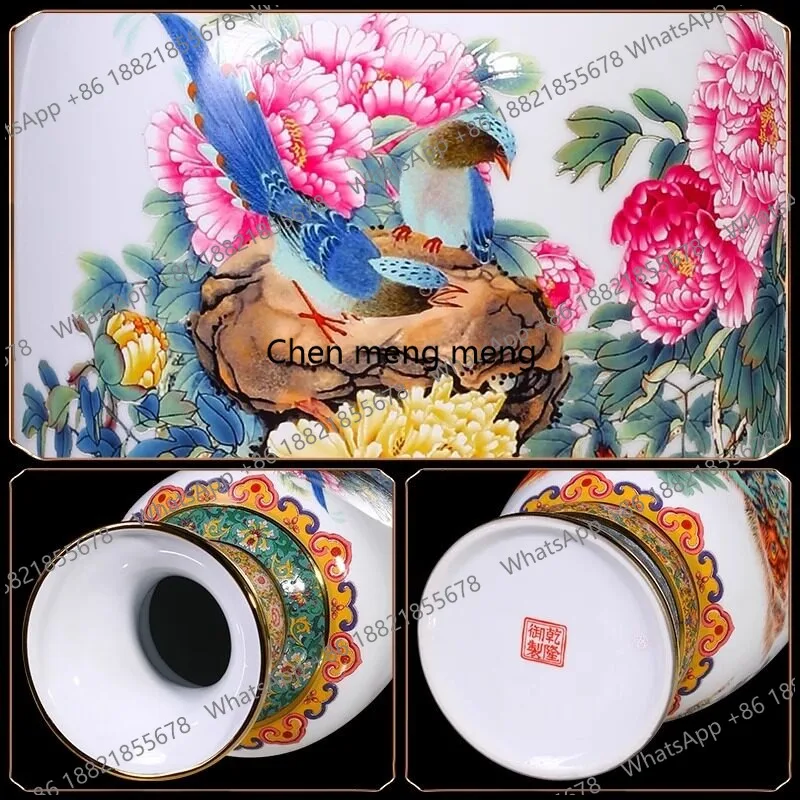 Jingdezhen ceramics new Chinese style living room flower arrangement entrance enamel pastel vase ornament