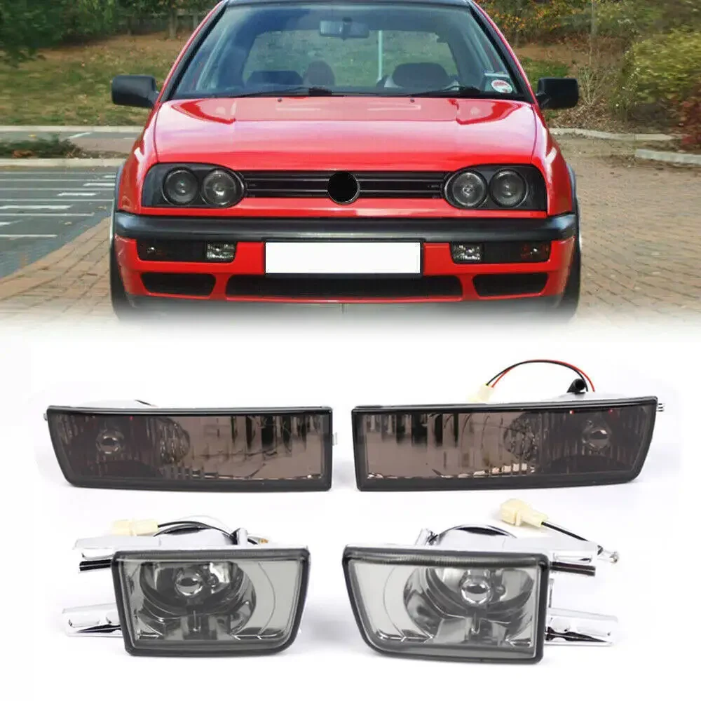 Carro fumado dianteiro pára-choques luz de nevoeiro e Turn Signal Lamp Set, apto para VW Jetta MK3 Golf, 1992, 1993, 1994, 1995, 1996, 1997, 4pcs