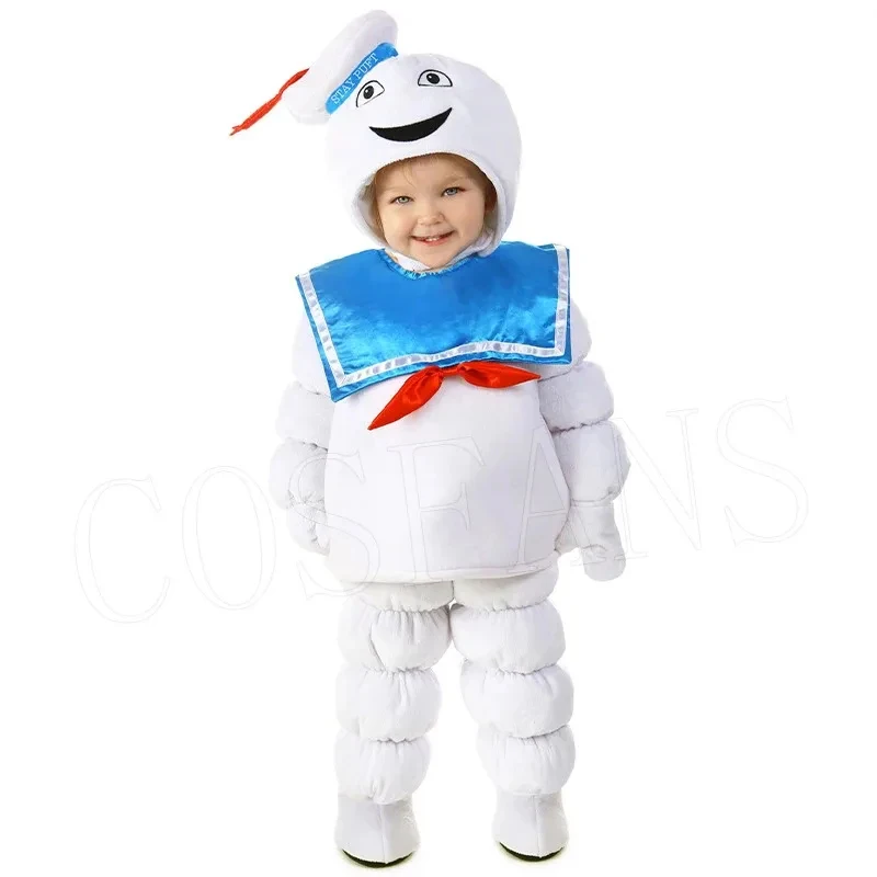 

♥Halloween Cosplay Costume Marshmallow Puft clothing party for Cute White 3 Pieces Set Little Monster New 2026 Topspeed Cos