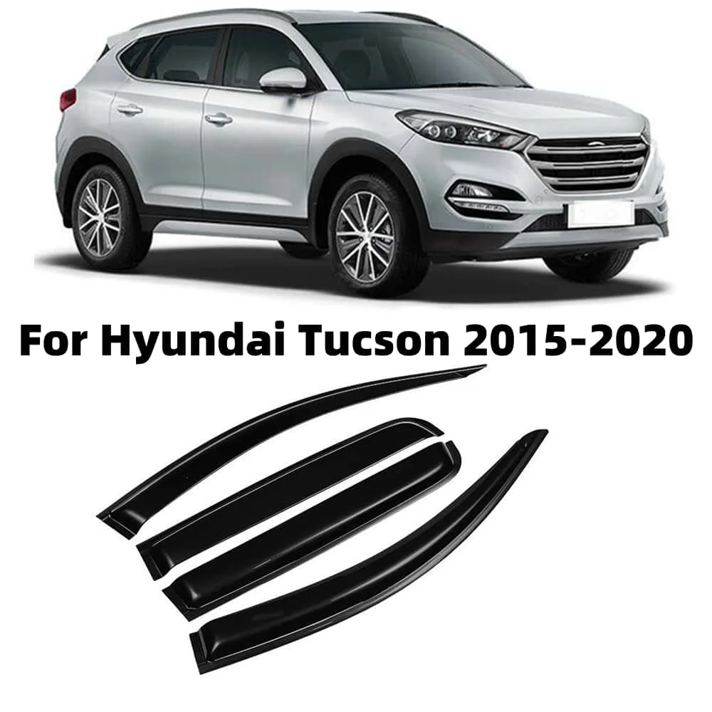 For Hyundai Tucson 2015-2020 Cars Accessories Window Visors Rain Sun Guard Vent Wind Deflector Weathershield Slim Moulding Trim