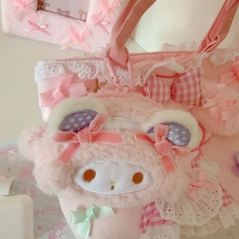 Sanrios My Melody Kawaii llavero de felpa Anime My sweet piano muñeco de peluche monedero bolso de estudiante colgante llavero regalos para niñas