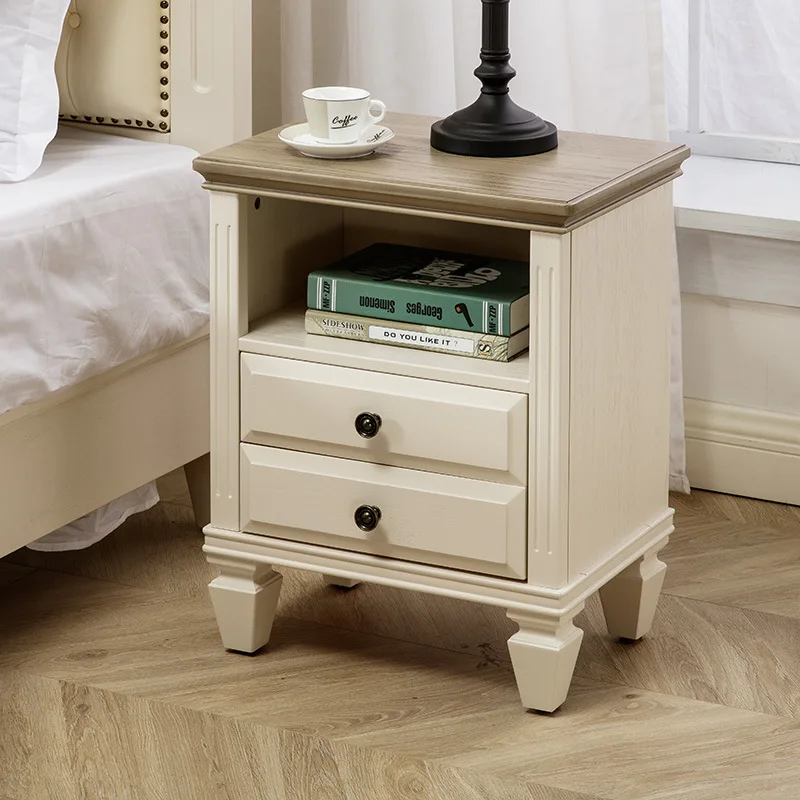 

Double draw bedside table, American solid wood small cabinet
