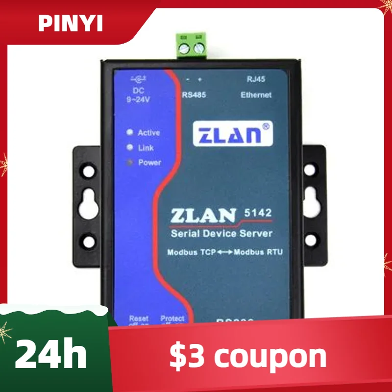 Normal Multi-host Modbus Gateway ZLAN5142 RS232/485 port Modbus TCP ke RTU Converter
