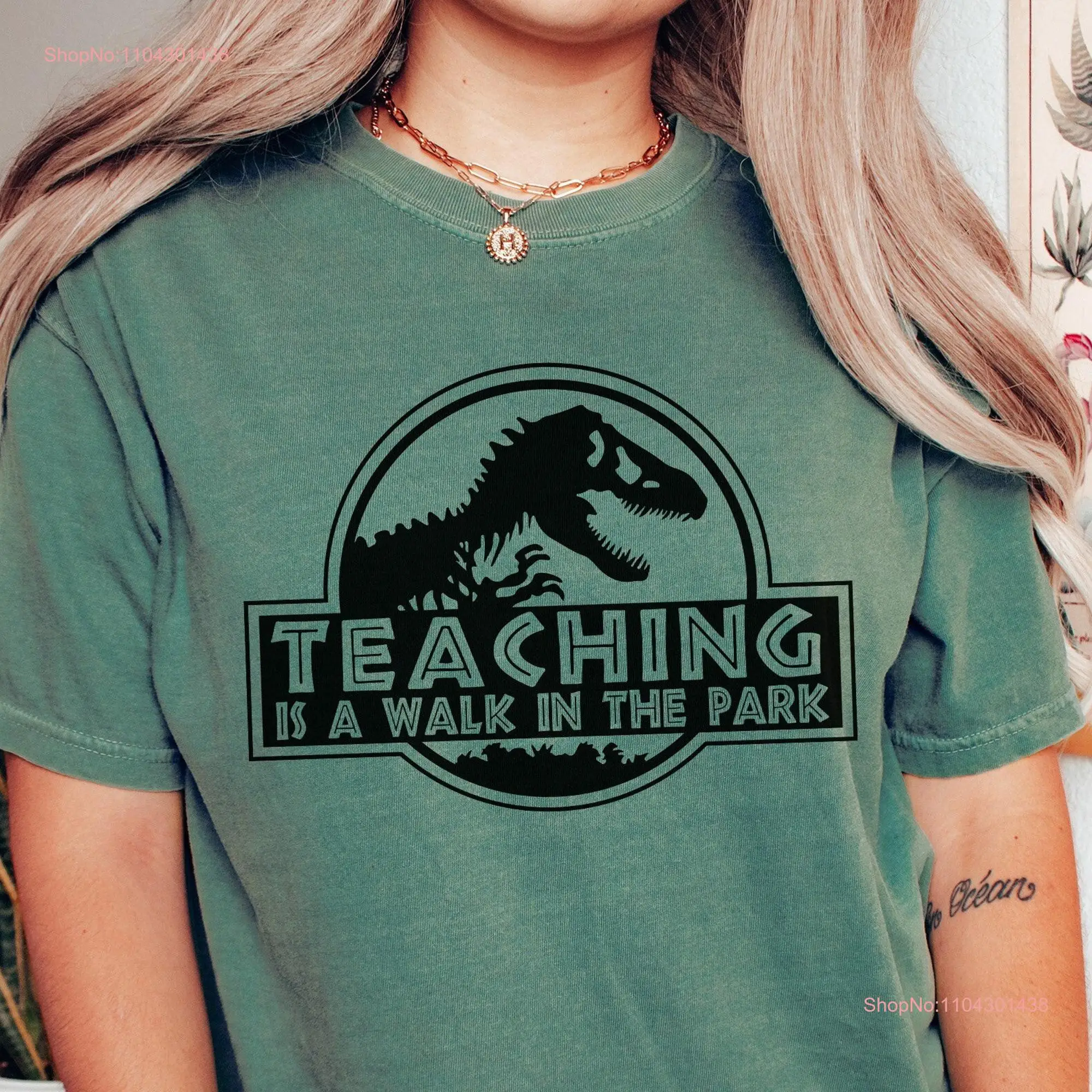 Comfort Colors Teaching is a Walk in the Park T Shirt Teacher Dinosaur Funny Back To School long or short sleeves