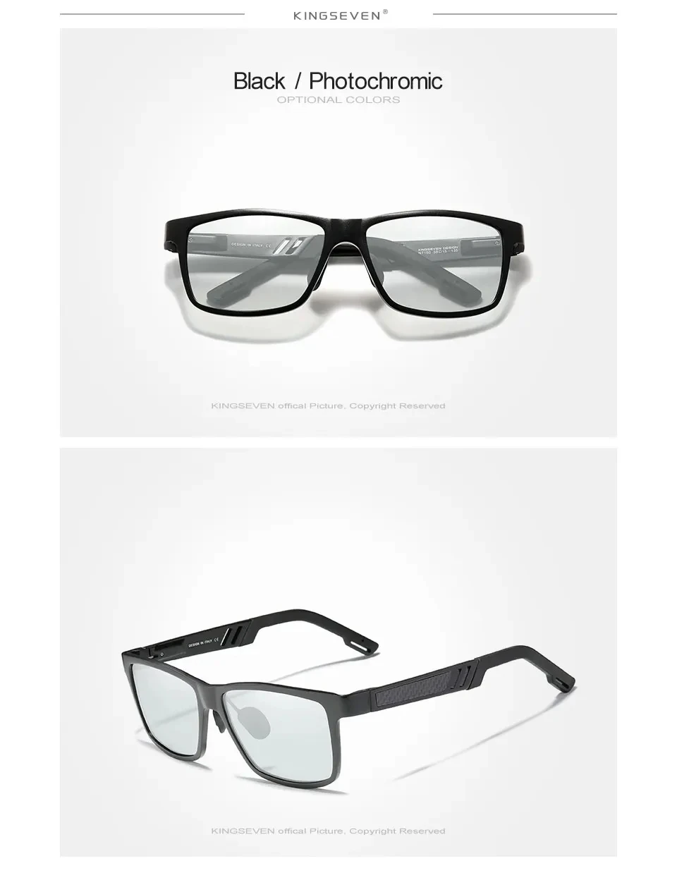 KINGSEVEN Männer Polarisierte Sonnenbrille Aluminium Magnesium Fahren UV400 Gläser Rechteck Shades Augenschutz Luxus Männlichen Brillen – Detail 14