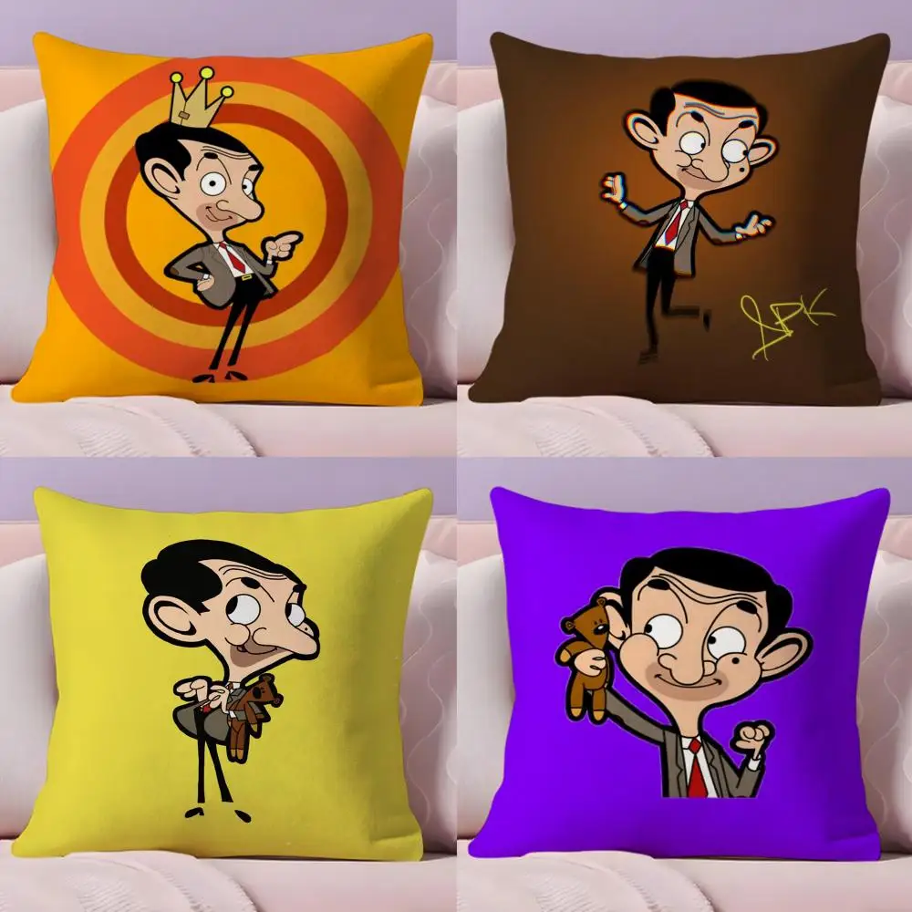 

Mr. B-Bean Cartoon Cushion Cover Short Plush Double-Sided Printing Home Machine Washable in Warm Winter Pillow Case