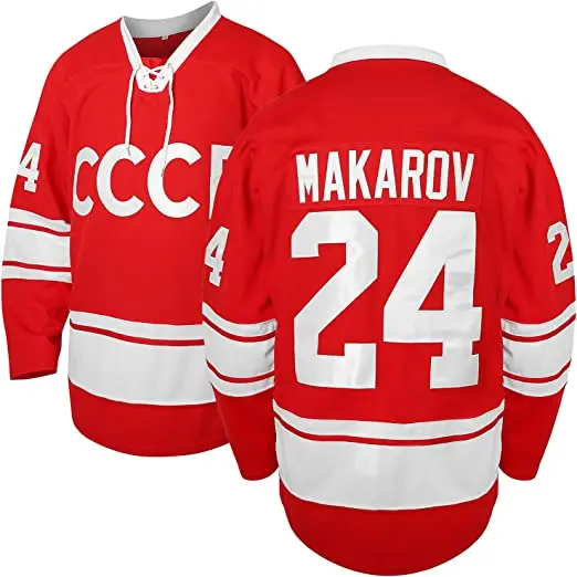 1980 USSR CCCP Russian  Sergei Makarov Jersey Red Ice Hockey Jersey 20 Vladislav Tretiak Jersey Sweater Stitched Letters Numbers