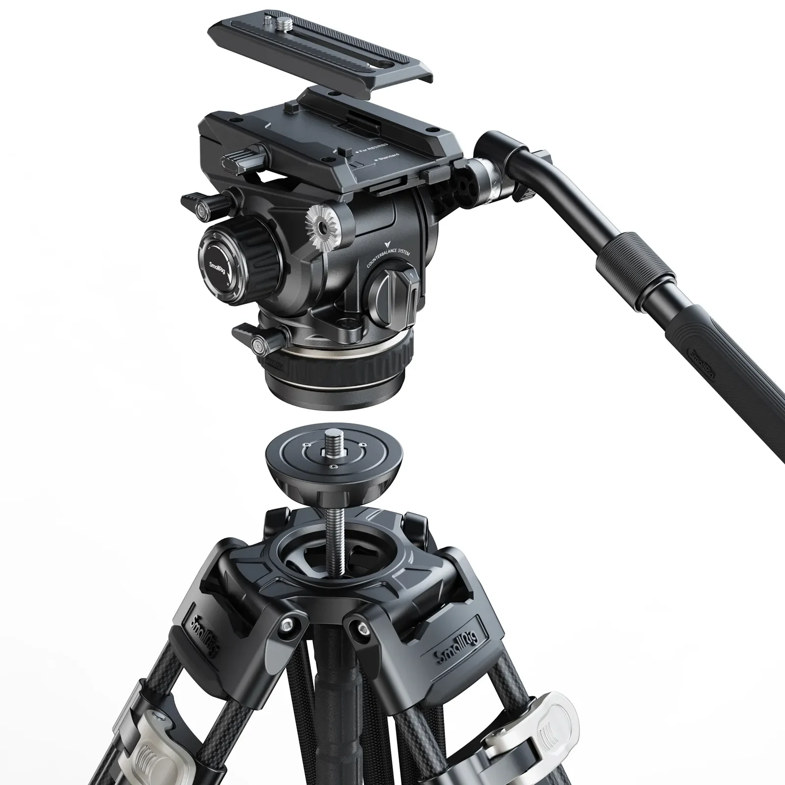 SMALLRIG Heavy-Duty Carbon Fiber Tripod Kit AD-120 58-197cm Height Compatible for DJI RS Series Gimbal Professional Stabilizer