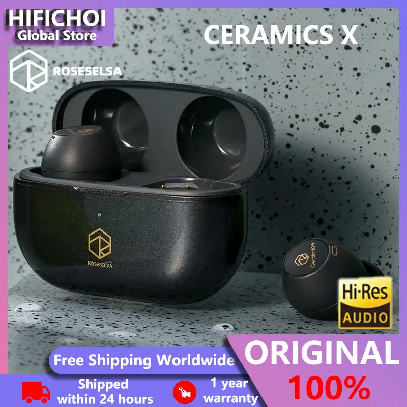 

ROSESELSA CERAMICS X HIFI TWS True Wireless Bluetooth 5.3 Наушники Стереоигры ANC 4HD Микрофоны IP54 Наушники с защитой от ветра LDAC