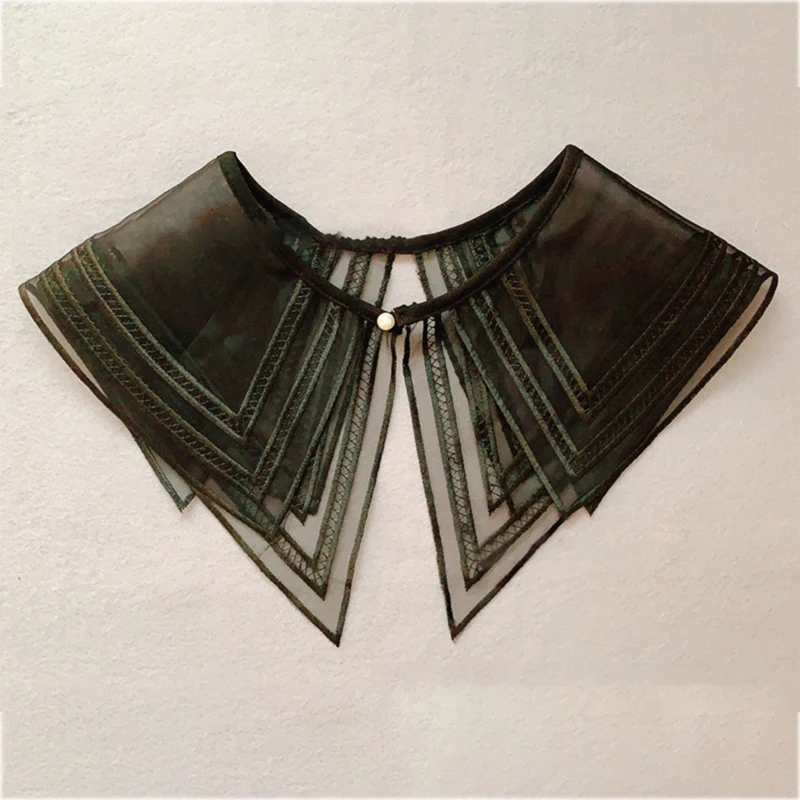 False Detachable Collar Embroidery Double-layer Tulle See Through Neckline