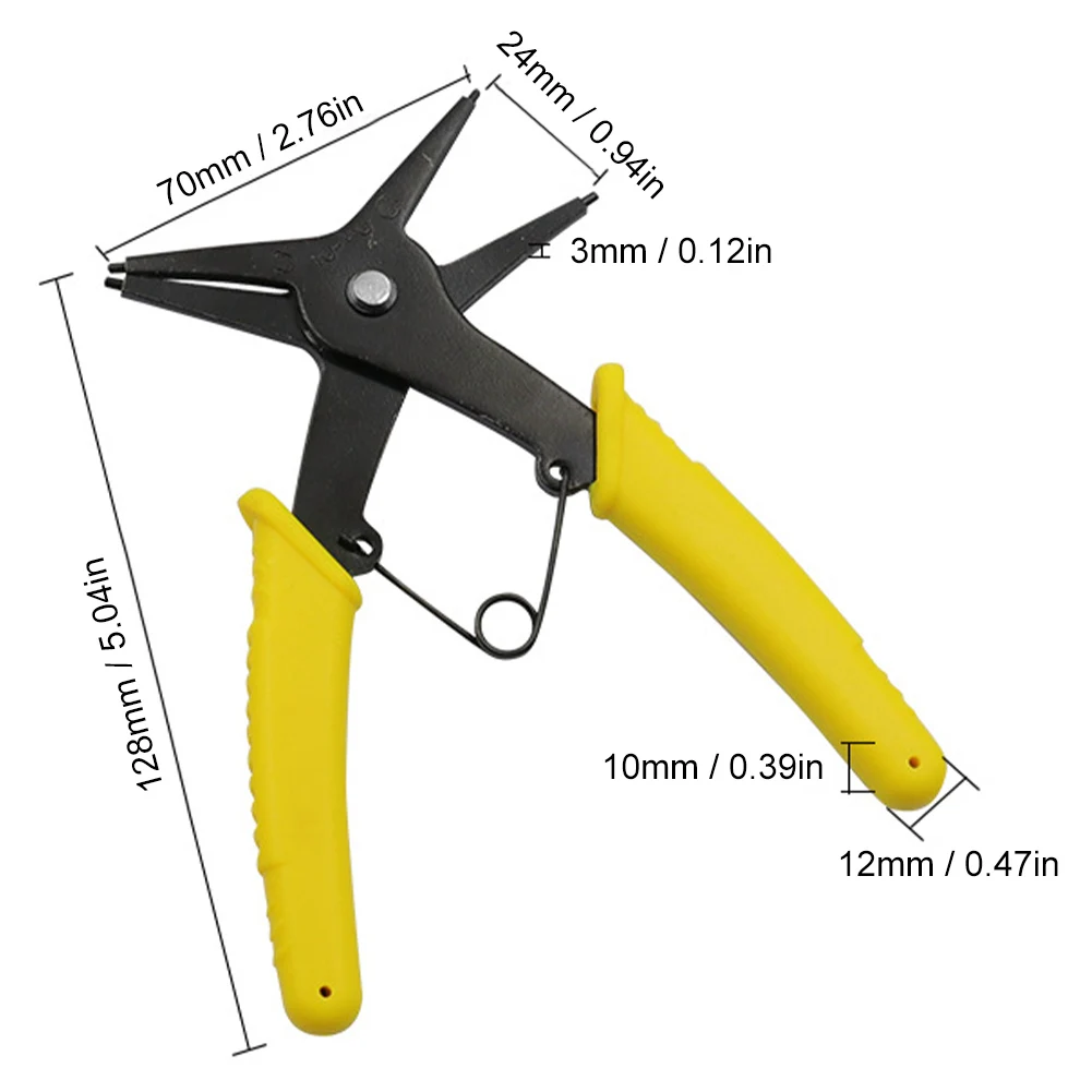 Alicates de circlip de acero de alto carbono, herramienta de reparación, simple y fácil de usar, trabajo en el hogar, 2 en 1, nuevo