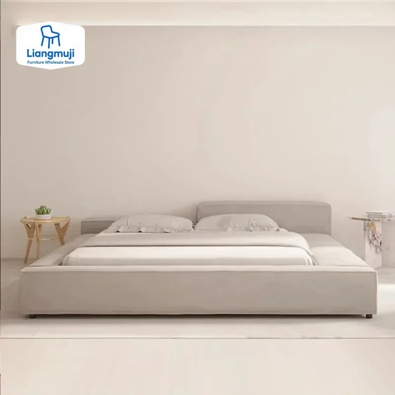 Minimalist Design Fabric Double Bed 1.5m Japanese Style Removable And Washable Tatami Low Bed Creative High-End Indoor Furniture