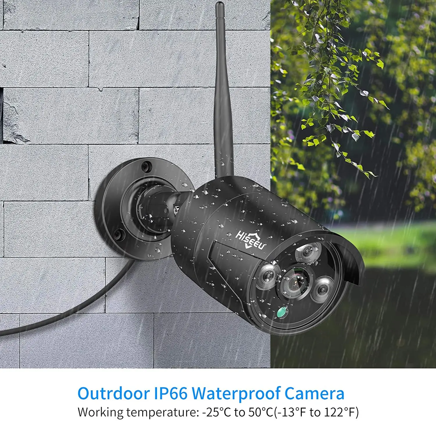 Hiseeu 8CH Wireless IP Cameras NVR Kit Outdoor Waterproof 3MP 1536P CCTV System Set With 10.1" Monitor NVR 1T Hard Disk