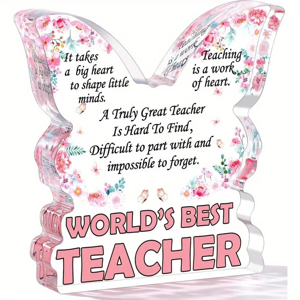 Butterfly Acrylic Plaque, Teacher Appreciation Gift for Women, Teacher's Day Retirement Christmas Office Desk Decor