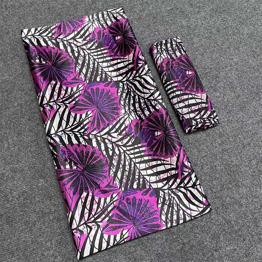 African Satin Silk Fabric for Women, Soft Material, Silk Cloth, Chiffon, Fashion Dress, 4 + 2Yards