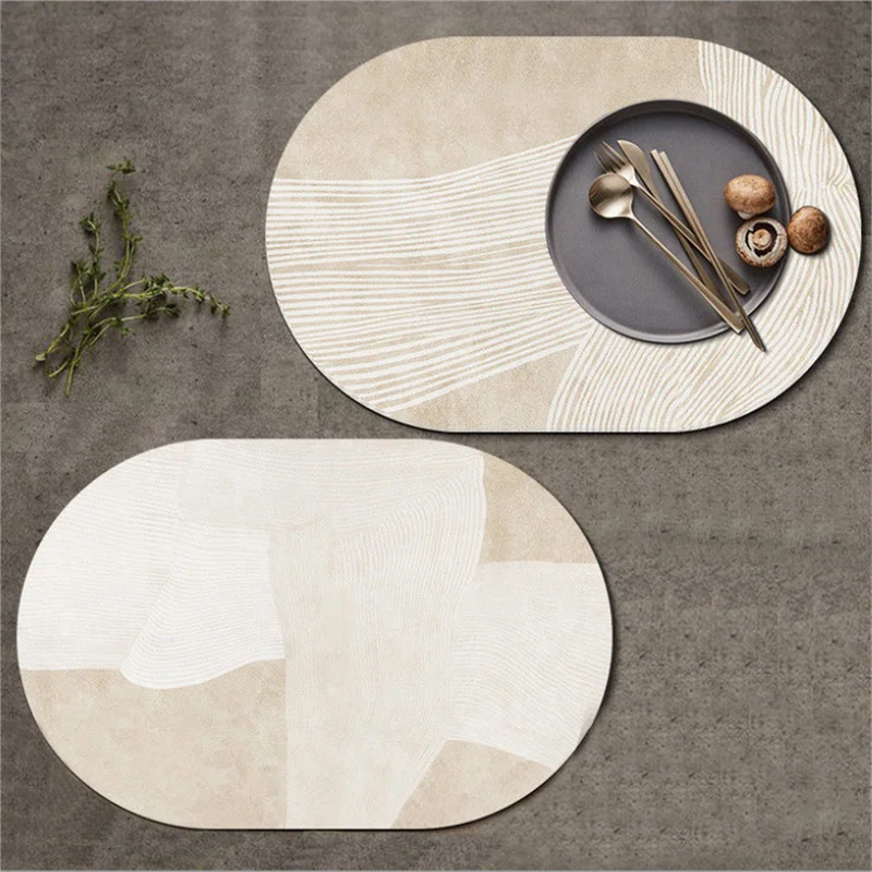 

Nordic Oval Placemat Oilproof Non-Slip Dining Table Mat Desk Cup Coaster Home Decor Nordic Plates Place Mats for Home