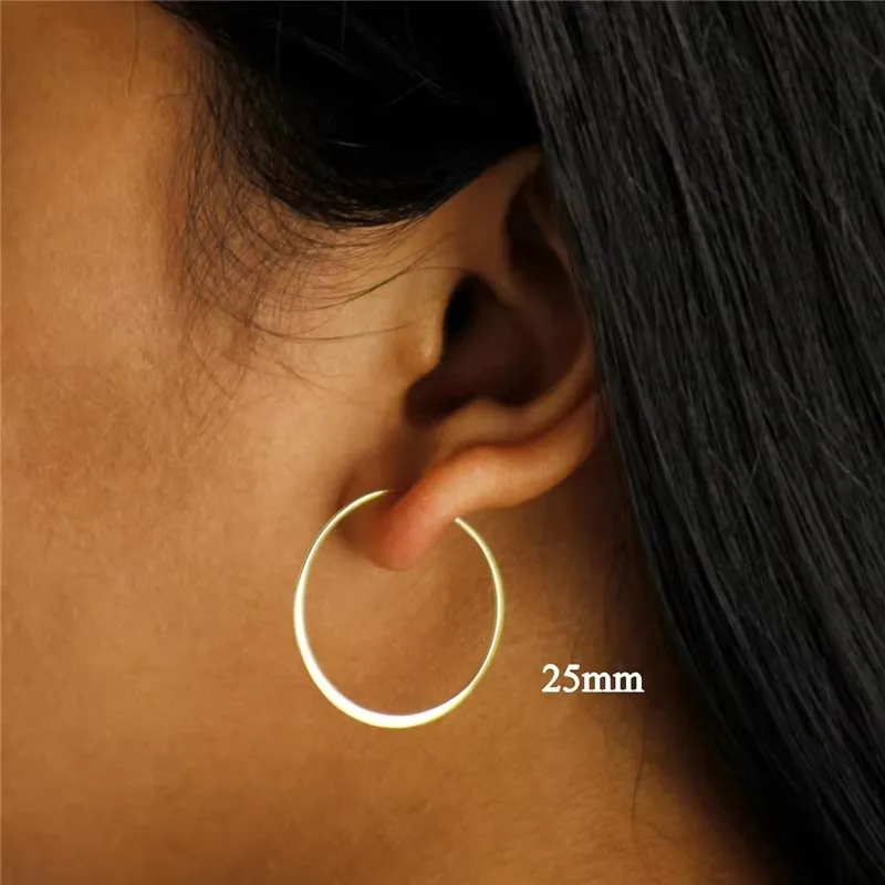 14K Gold Filled Flachdraht-Creolen Goldschmuck Gold-Creolen Brincos Pendientes Oorbellen Boho Damen-Ohrringe – Detail 12