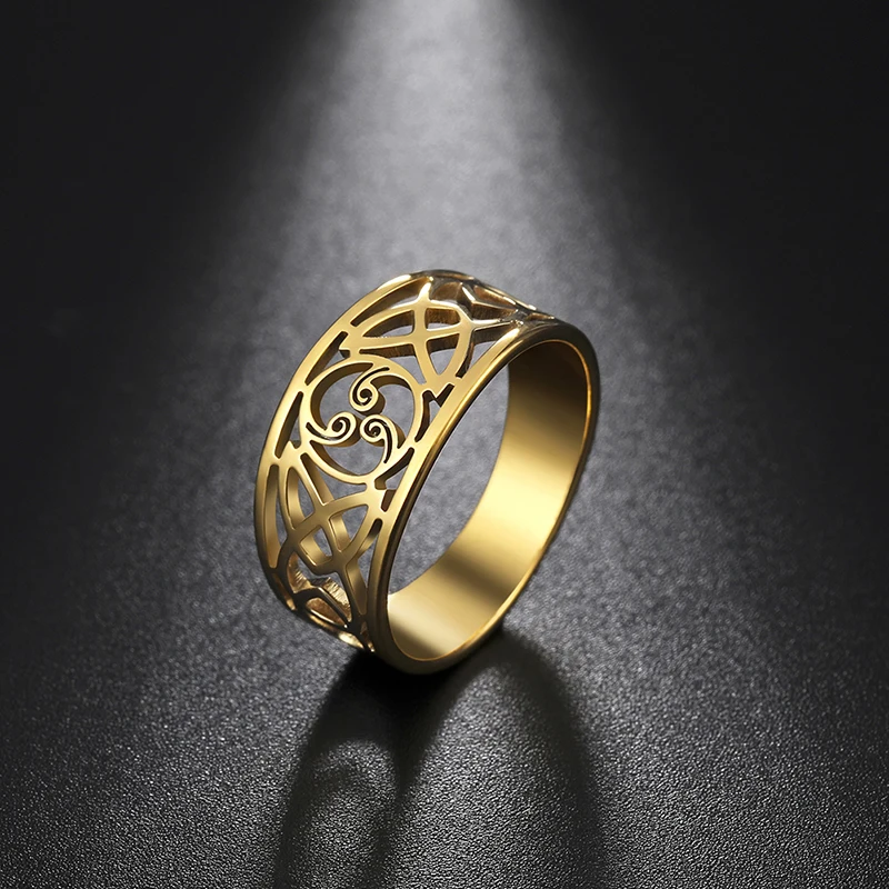 Dreamtimes Magatama Irish Knot Rings For Women Lady Classic Hollow Celtic Knot Silver Color Wedding Party Gifts Fashion Jewelry