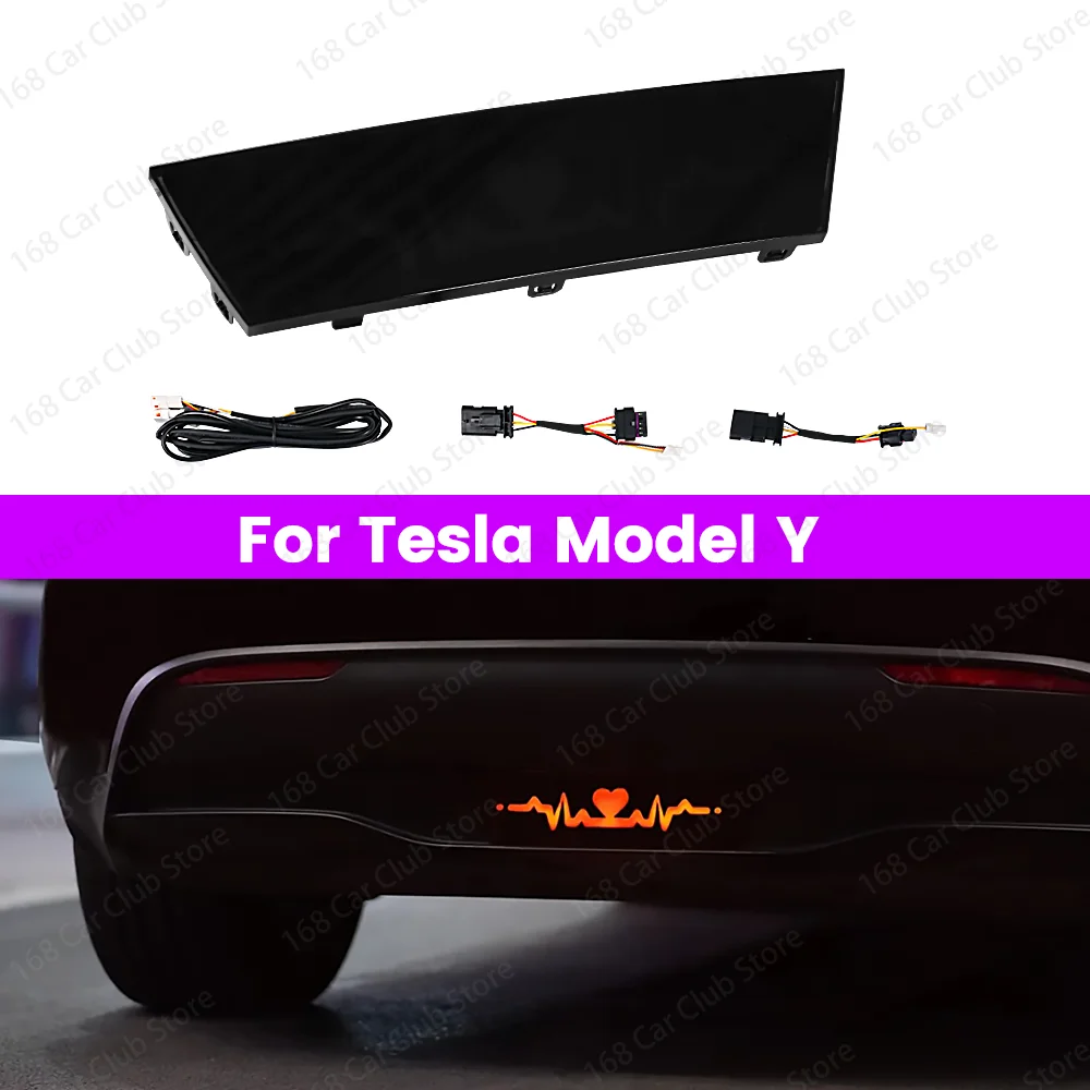 

LED Heartbeat Rear Bumper Navigation Light For Tesla Model Y Car Five Flashing Modes Heartbeat Light Black Rear Warning Light