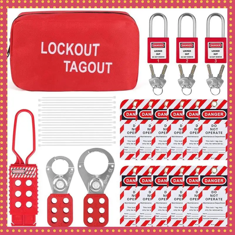 

Lockout Tagout Kit Electrical-Group Lockout Haspstags,Lock Out Industrial Tools 2 Key Per Lock For Facotory Protect Safe Durable
