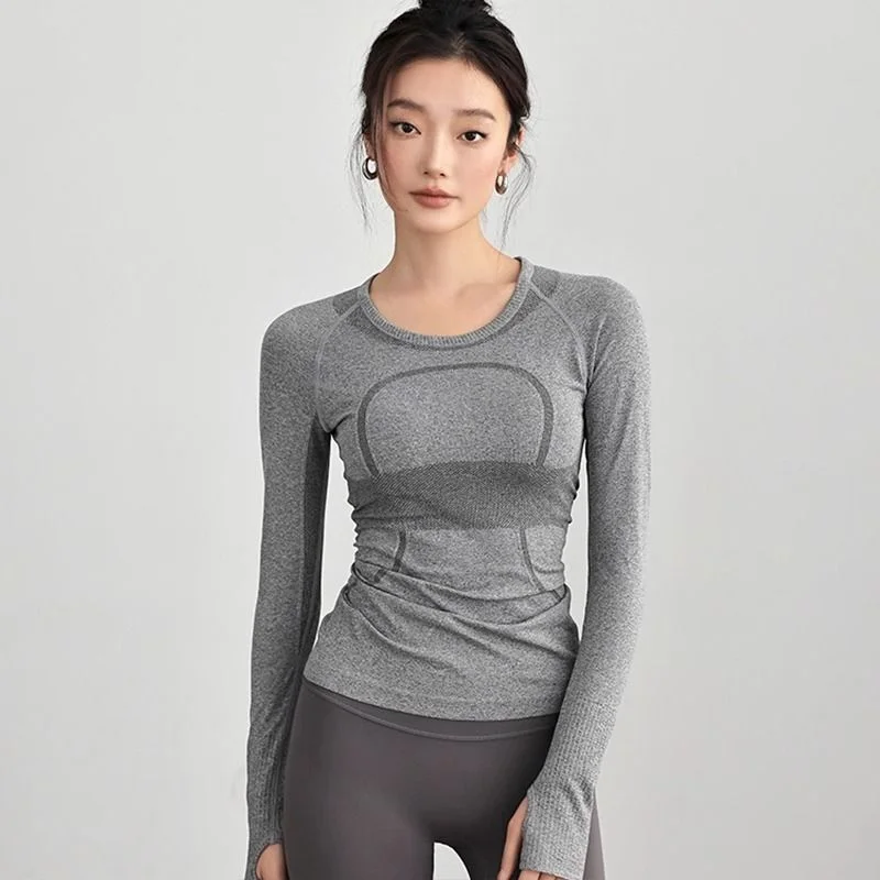 Women's Quick-drying Tight-fitting Sports Running Fitness Long-sleeved Yoga Clothing Tops