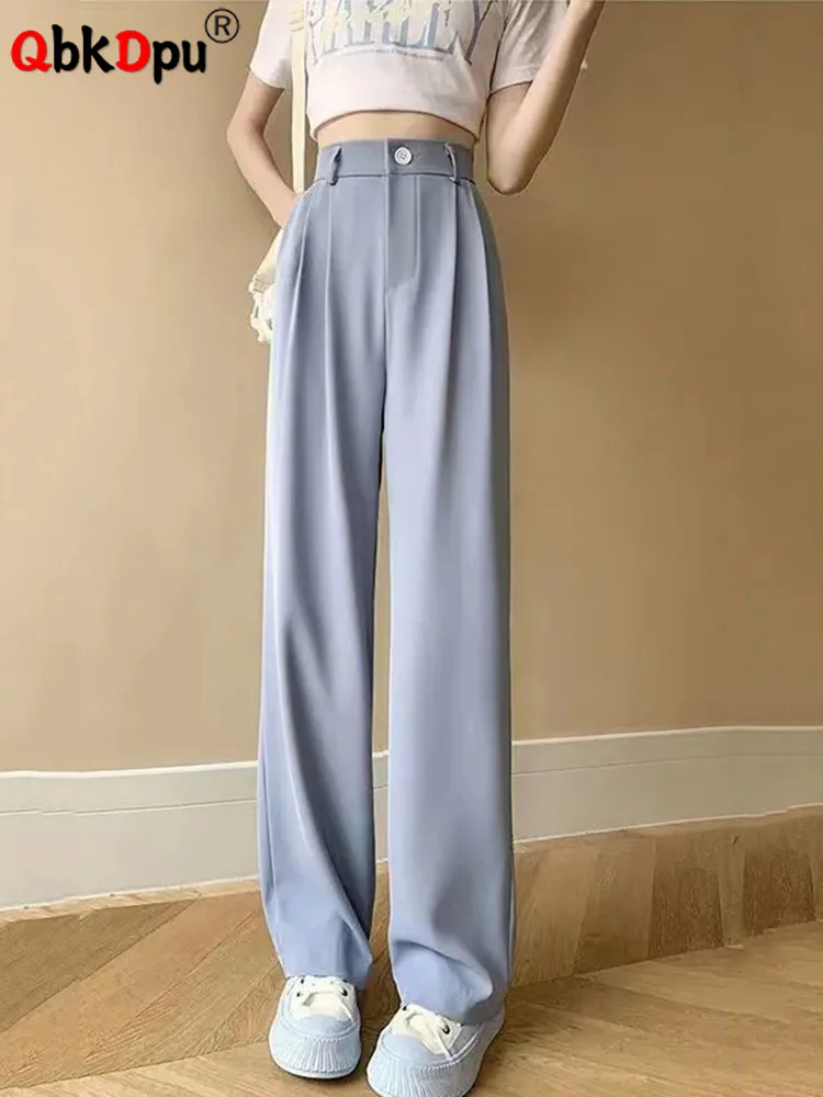 

Casual Summer Thin Suit Wide Leg Pants Women High Waisted Straight Trousers Fashion Sweatpants Korean New Streetwear Spodnie