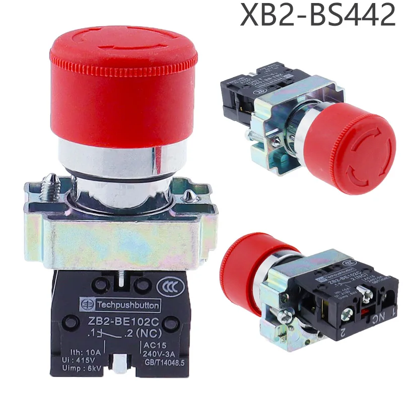 

XB2-BS442 BS542 1NC/1NO1NC Аварийная остановка Поворотный кнопочный переключатель 2-позиционный фиксатор Блокировка/мгновенный сброс