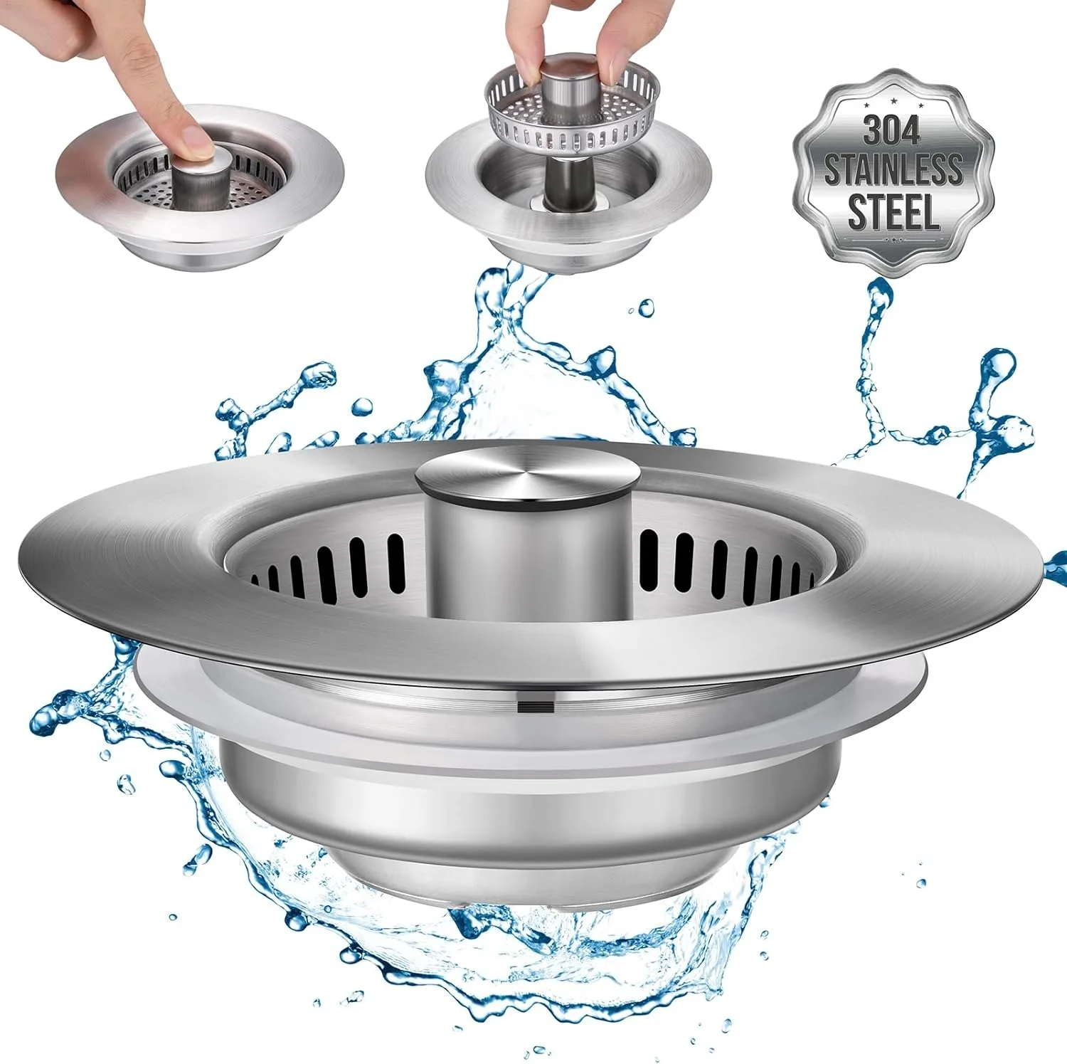 F5 Kitchen Sink Drain Strainer Stainless Steel Pop Up Sink Stopper Anti-Clogging Sink Food Catcher Basket Odor Filter Sink Plug