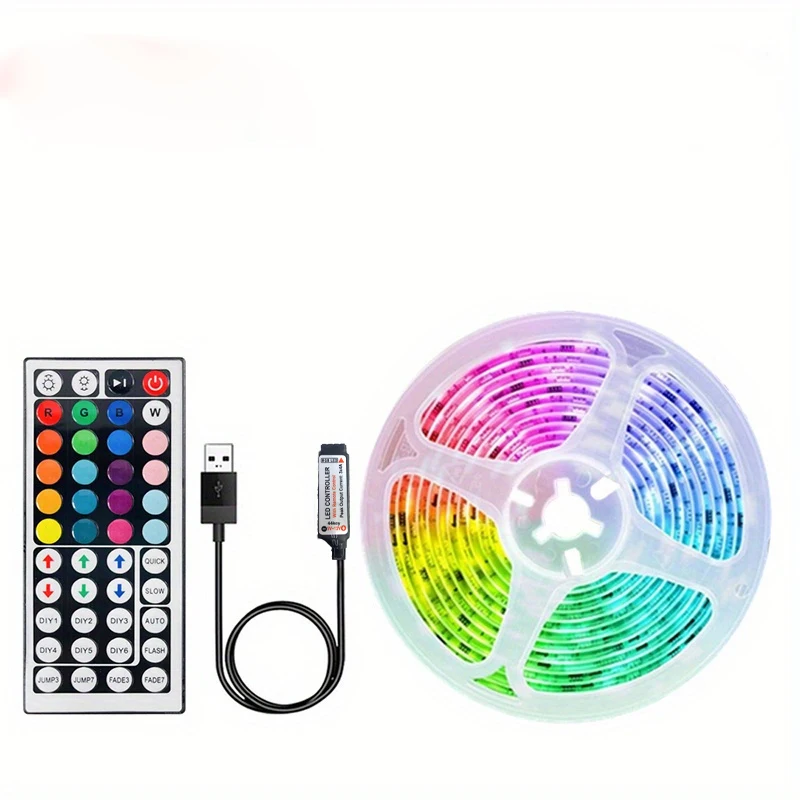 แถบไฟ LED 5050 RGB ยาว5ม. ควบคุมไฟซิงค์เพลงเทปหลอด USB ที่ยืดหยุ่นสำหรับไฟแบ็คไลท์ hiasan kamar ทีวี