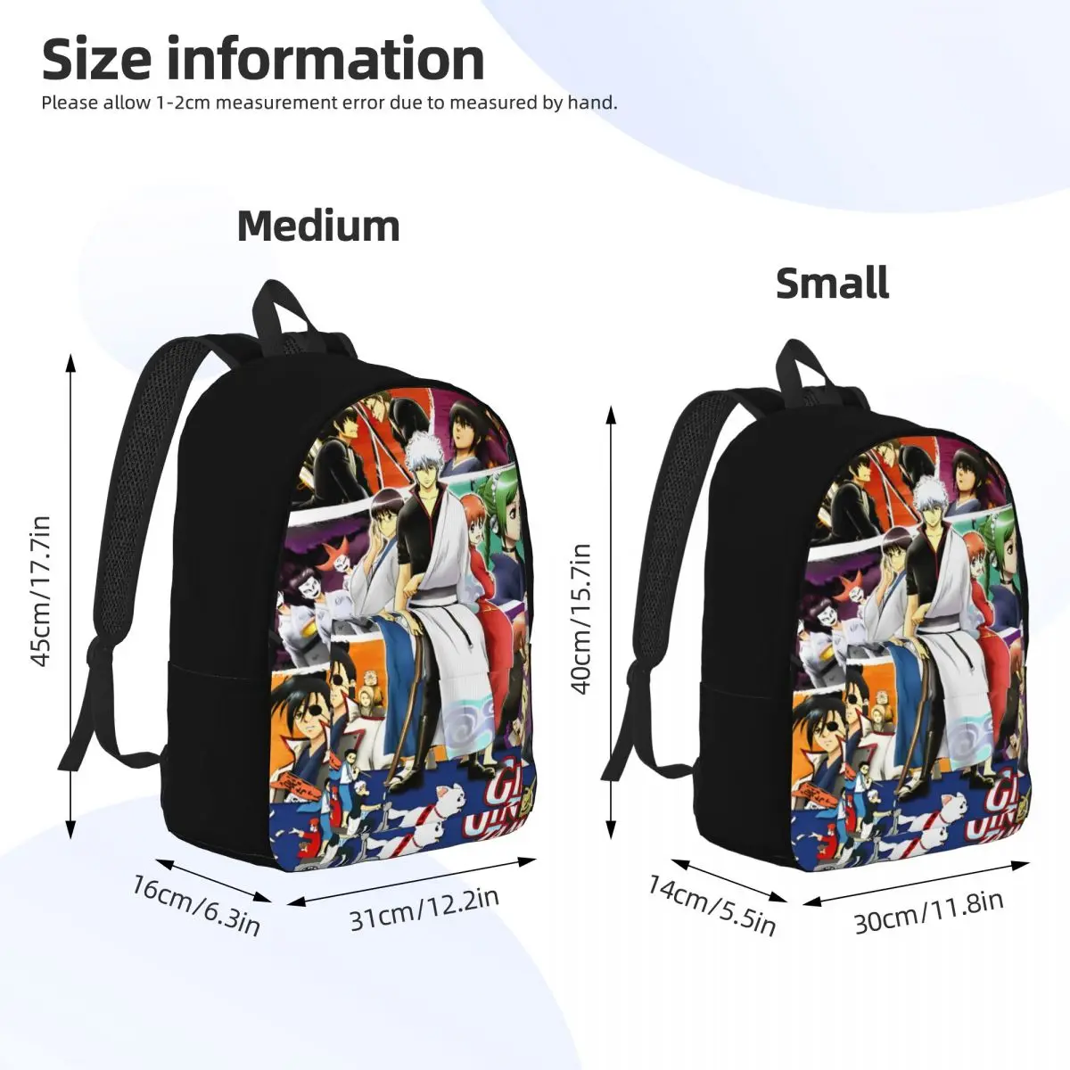 Gintokis witzige Abenteuer cooler Rucksack mit Tasche High School Gintama Daypack für Männer Frauen Laptop Computer Segeltuch taschen