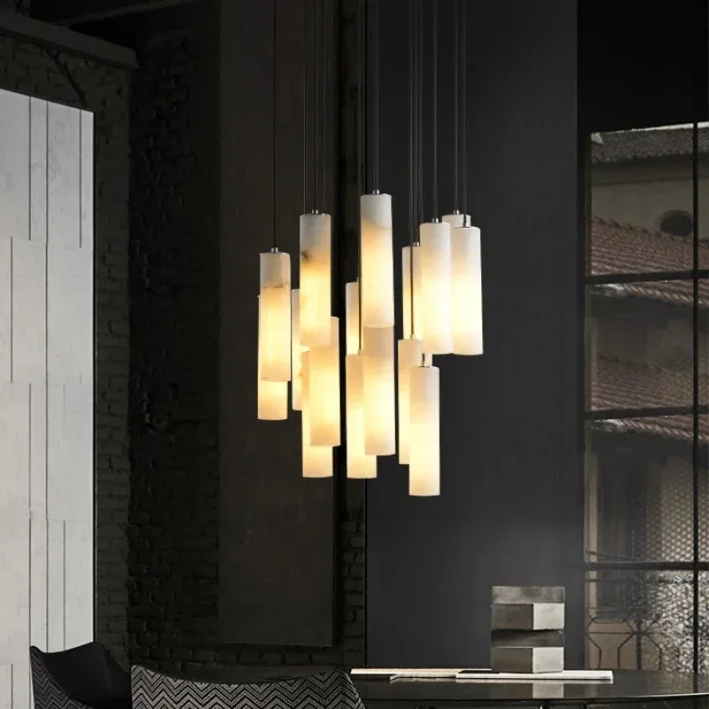 2025 E27 Lampada da comodino a LED Hanglamp Filo regolabile Illuminazione a soppalco Lampade a sospensione in marmo naturale nordico Lampada a sospensione ristorante