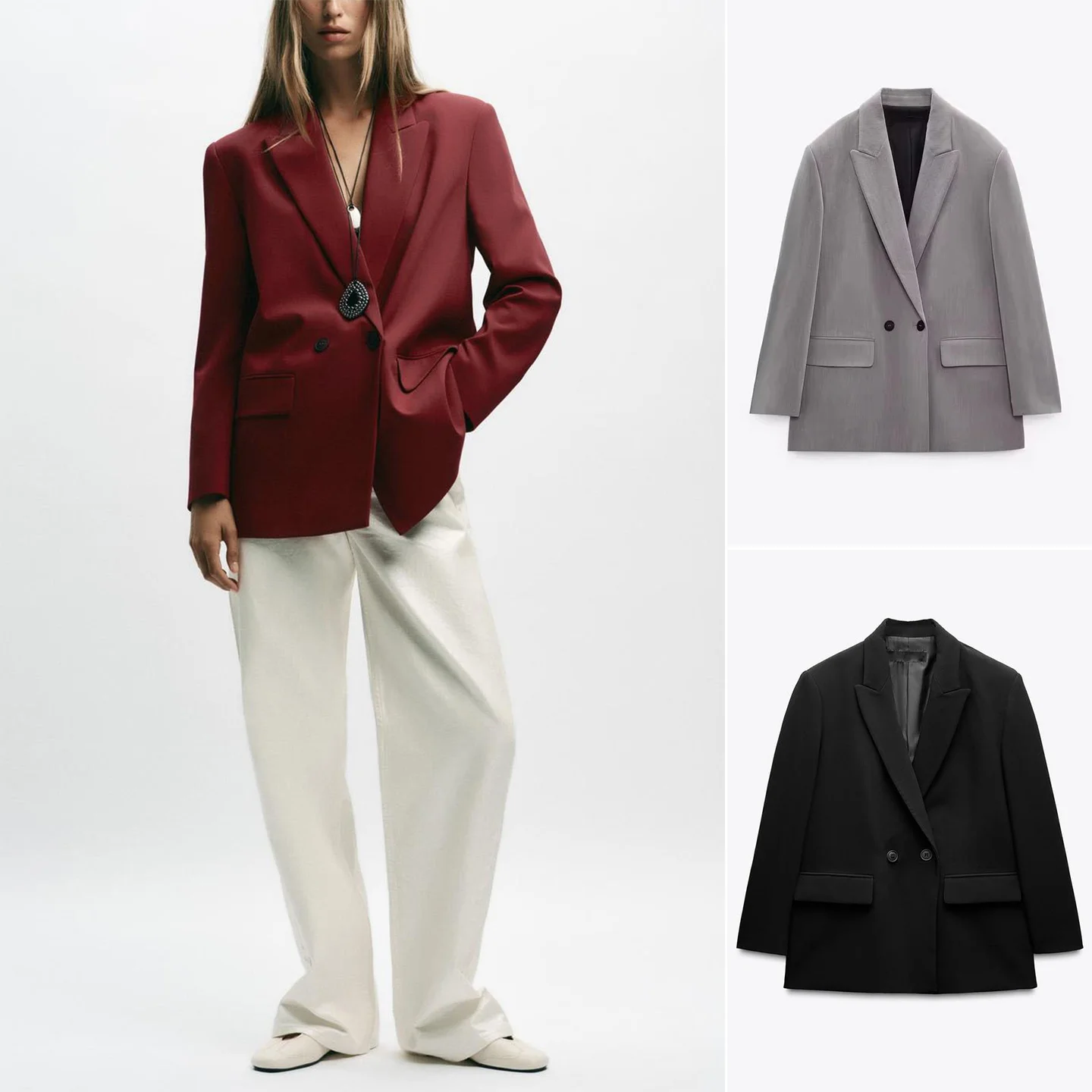 Neue Herbst frauen Lose Fit Lange Sve drehen-unten Kragen Gepolsterte oulder Zweireiher Anzug Jaet Casual Sle Polyester...