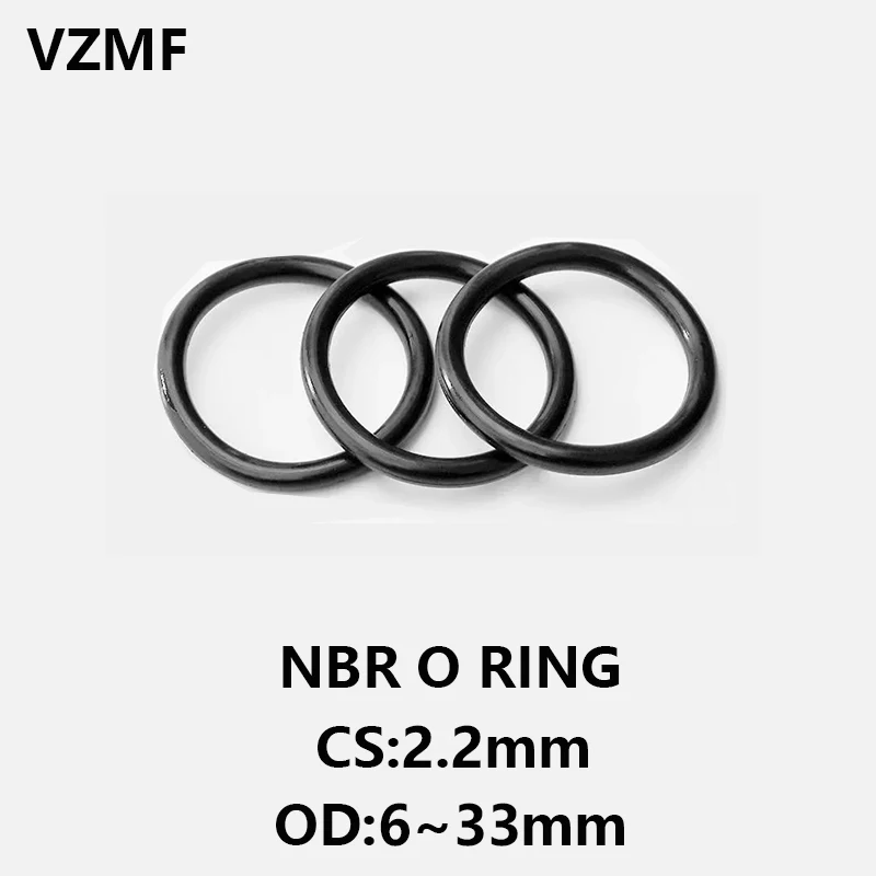 

NBR O Ring Gasket Thickness CS 2.2mm OD 6~33mm Nitrile Rubber Round O Type Corrosion Oil Resist Sealing Washer Blackr