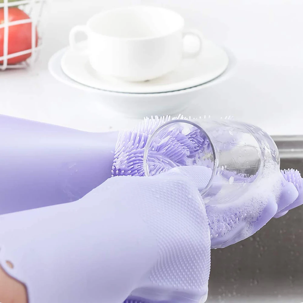 1Pc Silicone Cleaning Gloves Magic Silicone Dish Washing Gloves for Kitchen Household Silicone Dishwashing Gloves Cleaning Tools