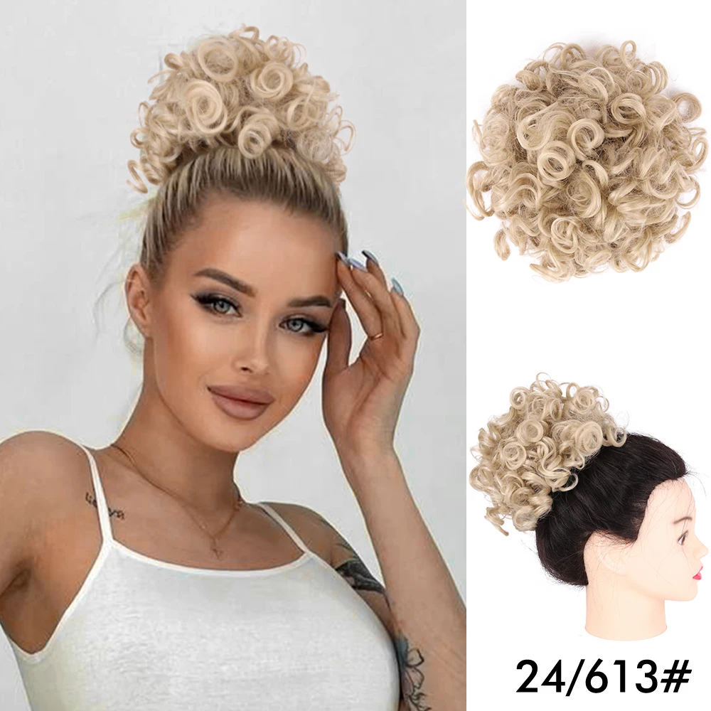 Women's Drawstring Curly Hair Bun Extension, Short Ponytail