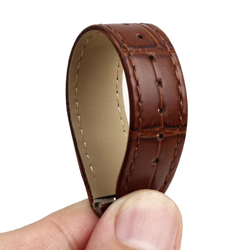 حزام جلدي سريع التحرير 15.5 ملم 17.5 ملم لكارتييه سانتوس دومونت - حزام ساعة من جلد البقر الأصلي للنساء، (أسود/أزرق/بني) #5