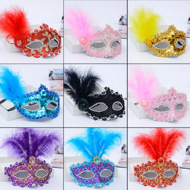 Sexy Venice Cosplay Mask Masquerade Princess Eye Mask Female Half Face Erotic Party Luxury Side Flower Feather Halloween Mask