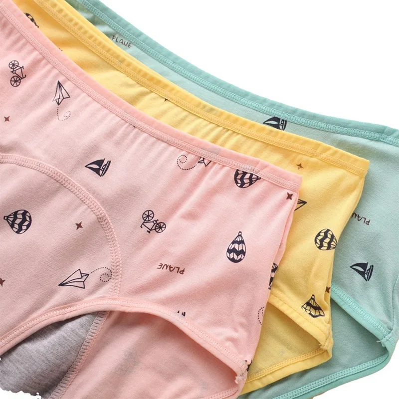 Girls Low-Rise Physiological Pants Moldai Sanitary Underwear Girls Period Leak-Proof Cotton Underwear Six Colors 8-12 Years Old