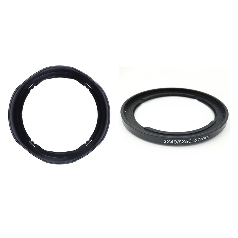 Pare-soleil de caméra RISE-1Pcs Lh-Dc60 et 1 adaptateur de filtre 67Mm pour Canon Powershot Sx30 Sx40 Sx50 Sx520 Hs