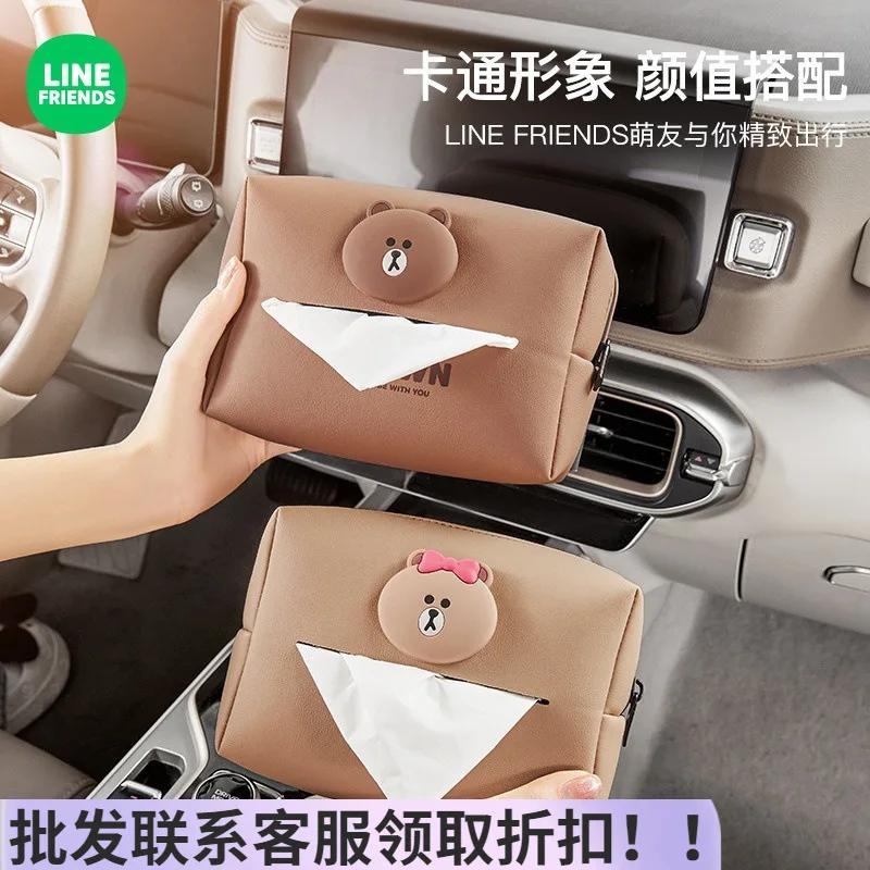 

Hot Sell Brown Bear Car Tissue Box Creative Cute Cartoon Pu Leather Brown Bear Car Interior Decoration Armrest Box Tissue Holder