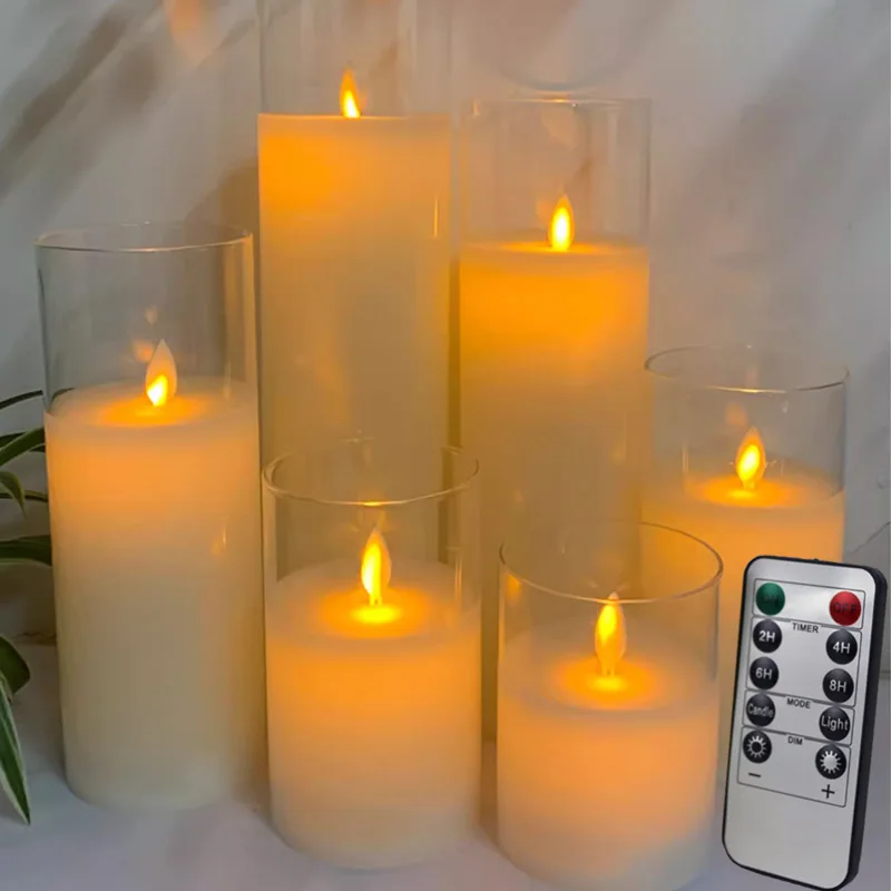 

LED Pillar Candles Flameless Battery Operated Candles Timer Control Wedding Flickering Candle Concert Home Decor Party Supplies