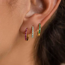 8mm Stainless Steel Minimal Hoop Earrings Crystal Zirconia Small Huggie Thin Cartilage Earrings Helix Tragus Piercing Jewelry